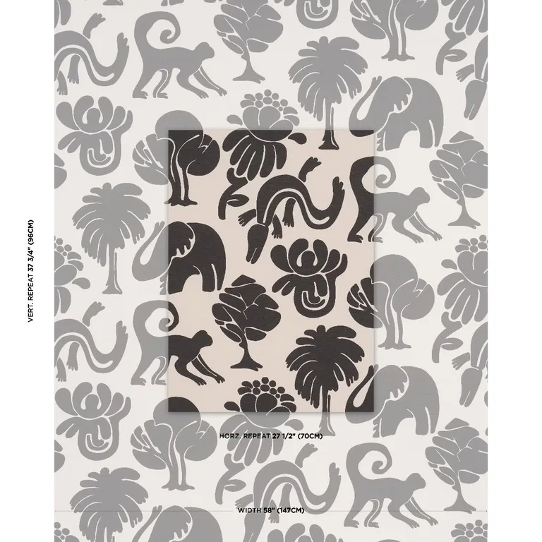 Schumacher 182492 Call Of The Jungle Black fabric swatch