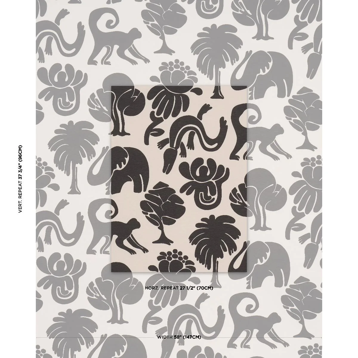 Schumacher 182492 Call Of The Jungle Black fabric swatch