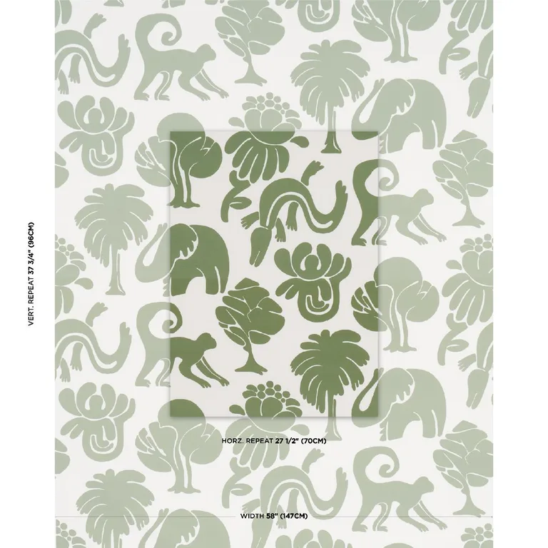 Schumacher 182490 Call Of The Jungle Forest Green fabric swatch