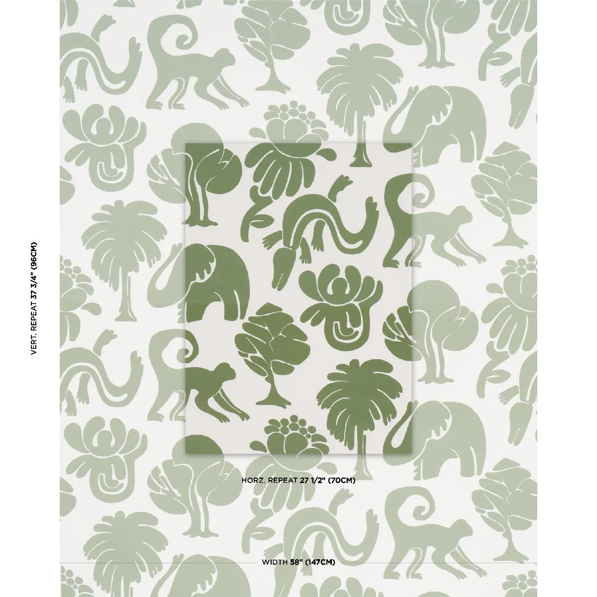 Schumacher 182490 Call Of The Jungle Forest Green fabric swatch