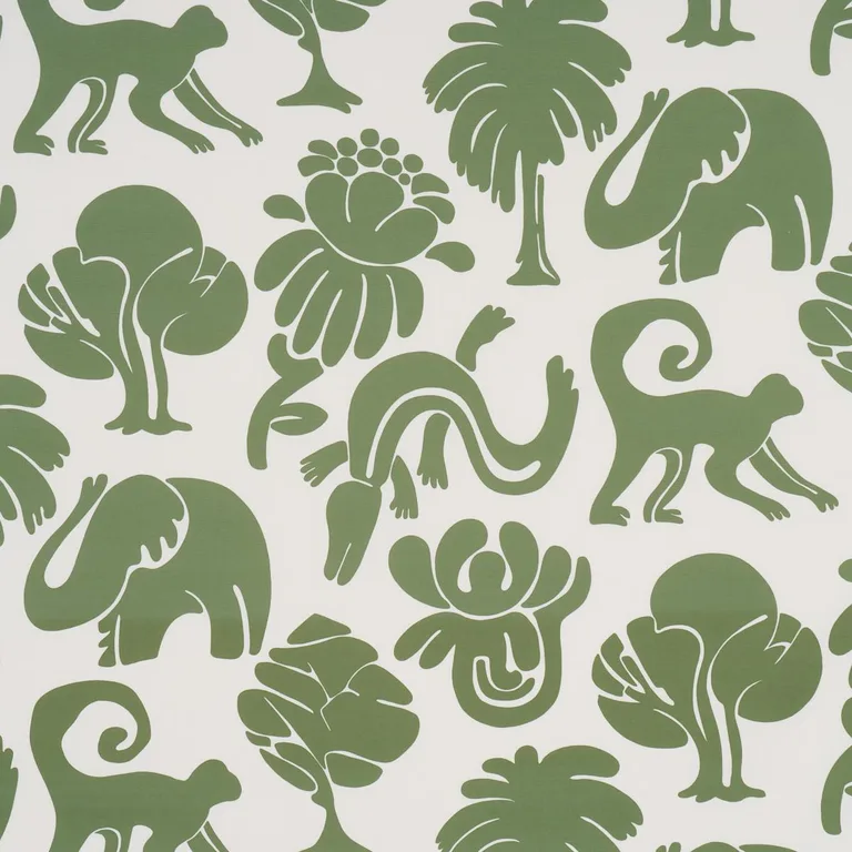 Schumacher 182490 Call Of The Jungle Forest Green fabric swatch