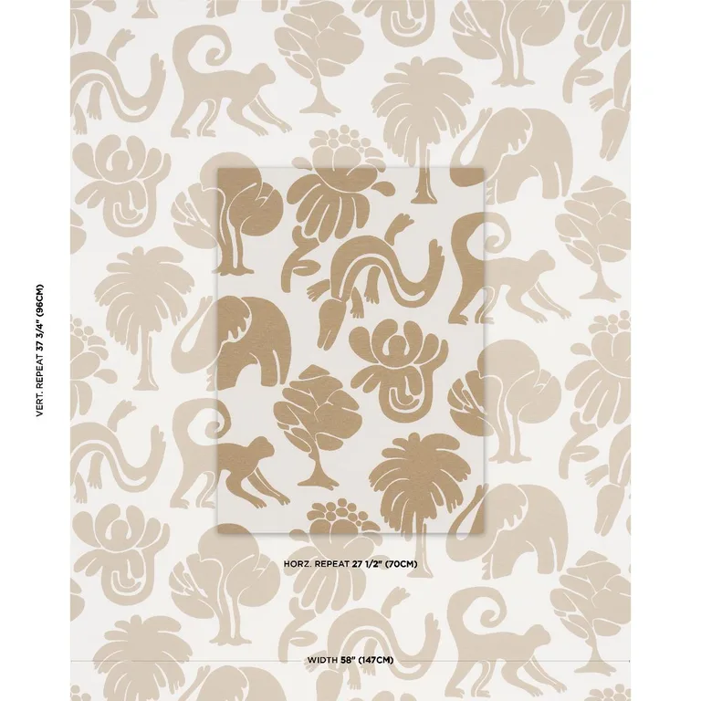 Schumacher 182491 Call Of The Jungle Neutral fabric swatch