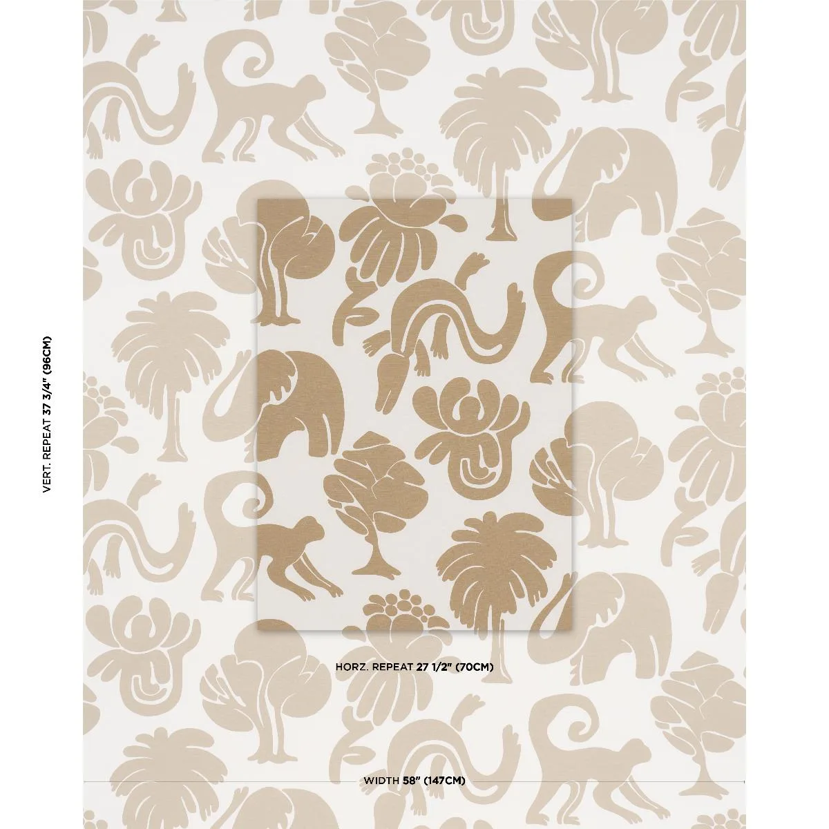 Schumacher 182491 Call Of The Jungle Neutral fabric swatch