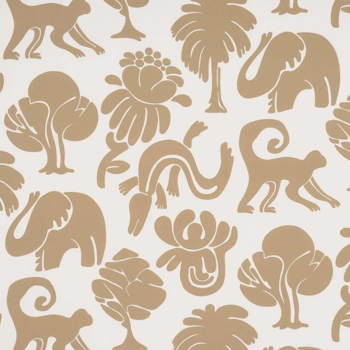 Schumacher 182491 Call Of The Jungle Neutral fabric swatch