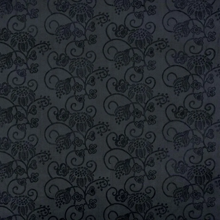 Schumacher 70181 Calliope Embroidery Black fabric swatch