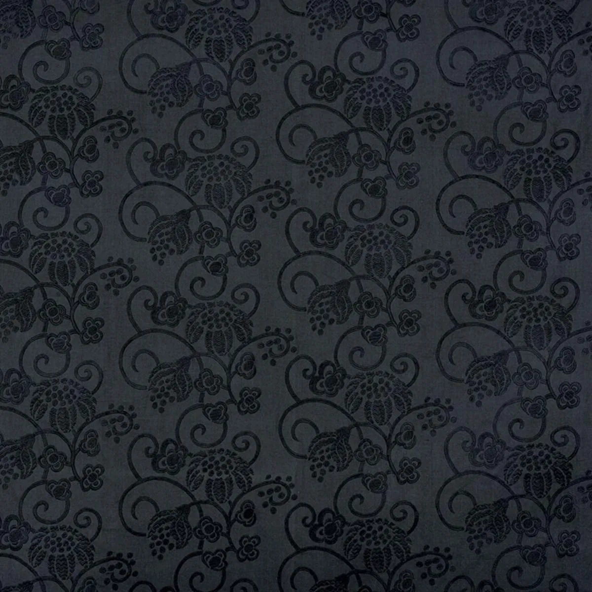 Schumacher 70181 Calliope Embroidery Black fabric swatch