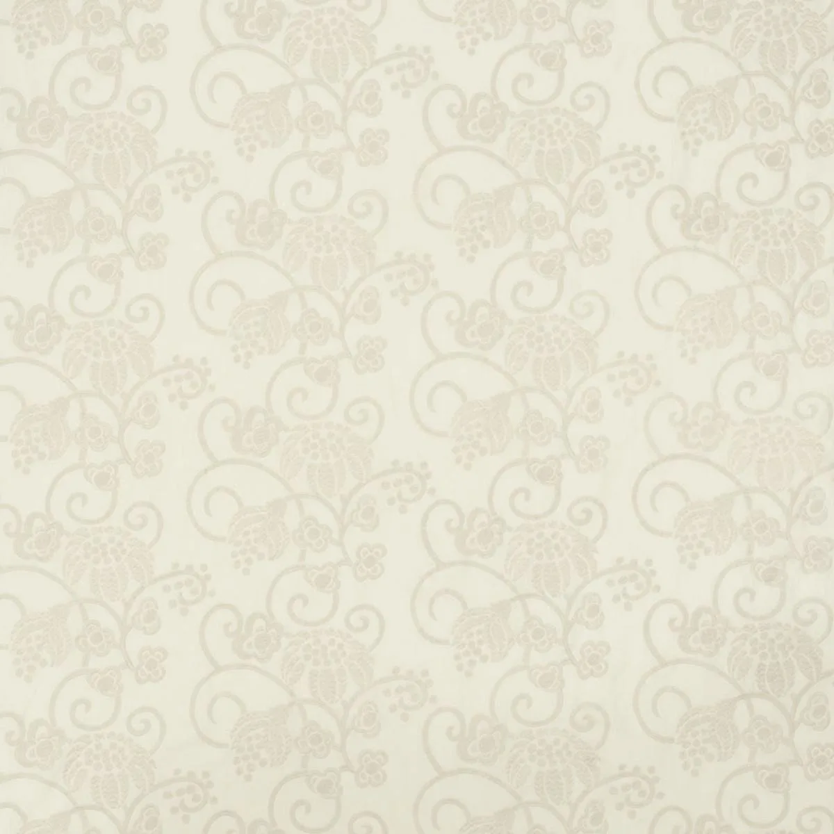 Schumacher 70180 Calliope Embroidery Ivory fabric swatch