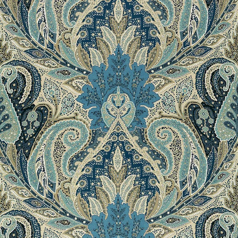 Schumacher 174883 Cambay Paisley Print Azure fabric swatch