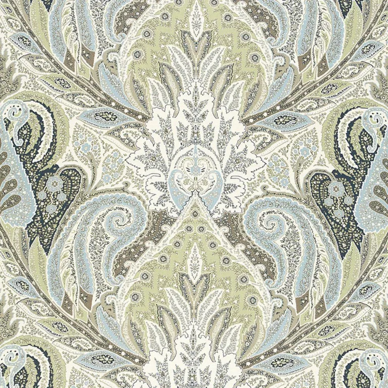 Schumacher 174882 Cambay Paisley Print Oyster fabric swatch