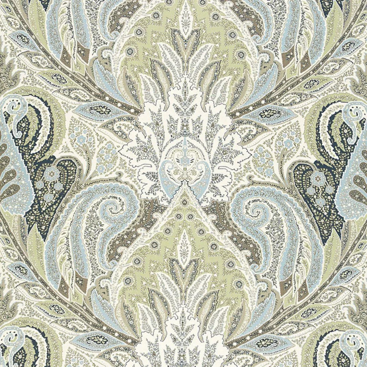 Schumacher 174882 Cambay Paisley Print Oyster fabric swatch