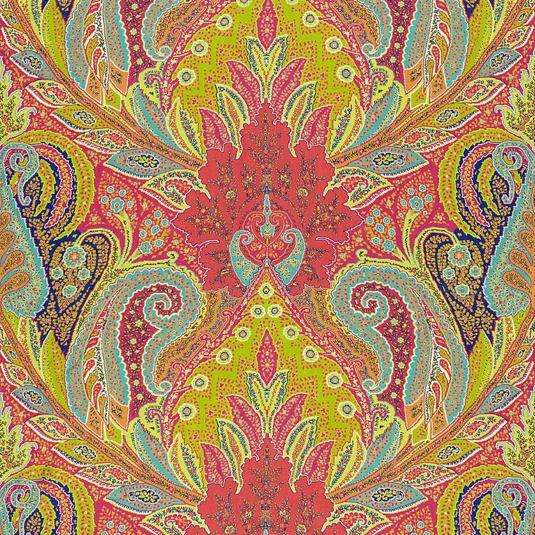 Schumacher 174881 Cambay Paisley Print Parrot fabric swatch