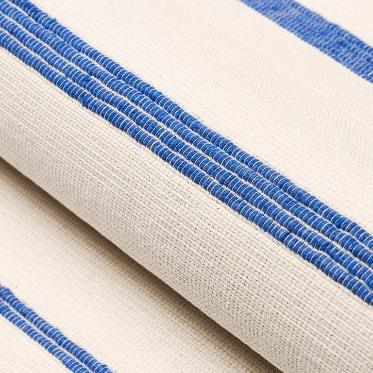 Schumacher 81391 Cambaya Handwoven Stripe Blue fabric swatch