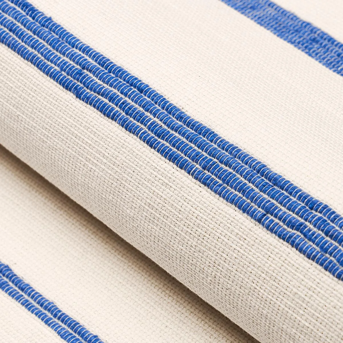 Schumacher 81391 Cambaya Handwoven Stripe Blue fabric swatch
