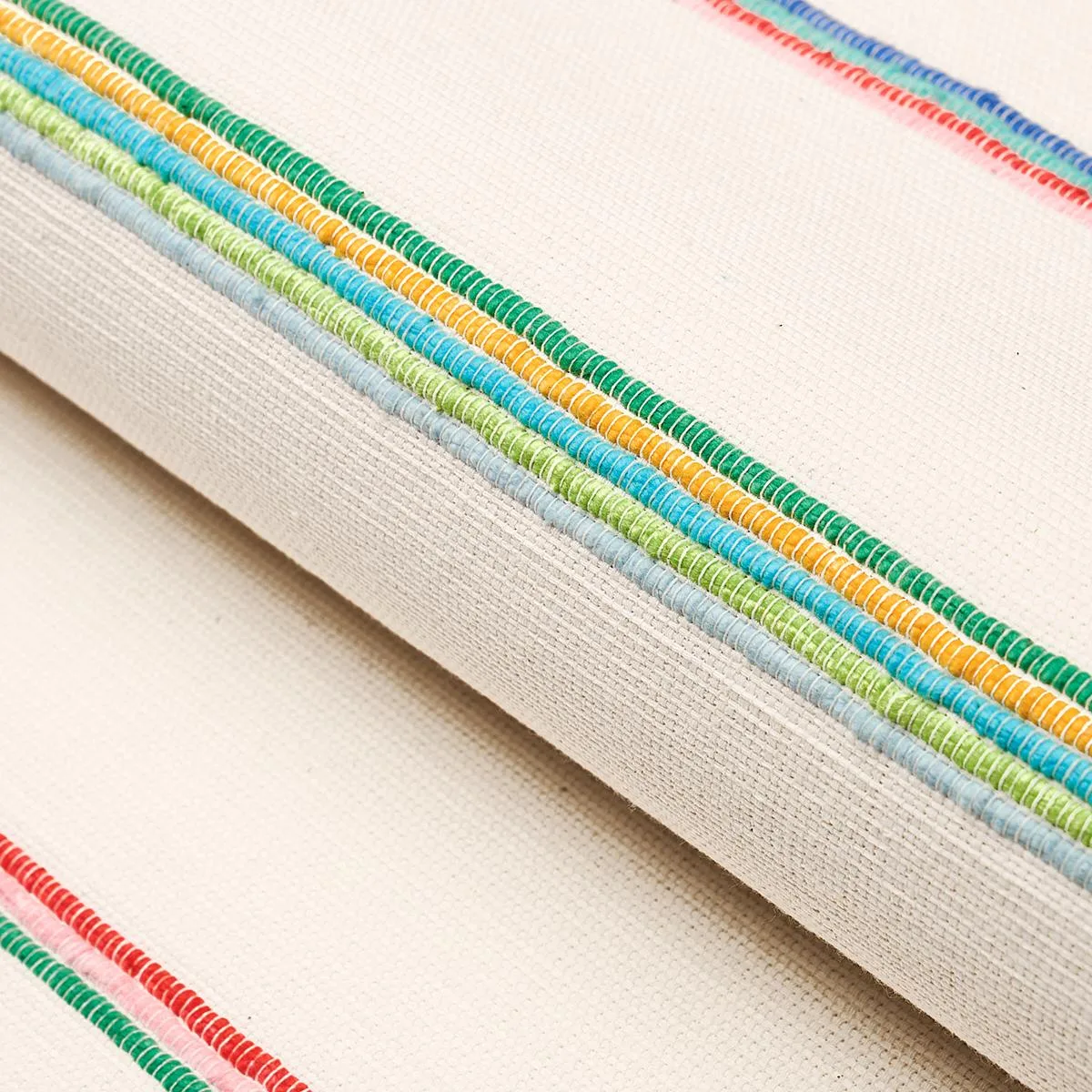 Schumacher 81390 Cambaya Handwoven Stripe Multi fabric swatch