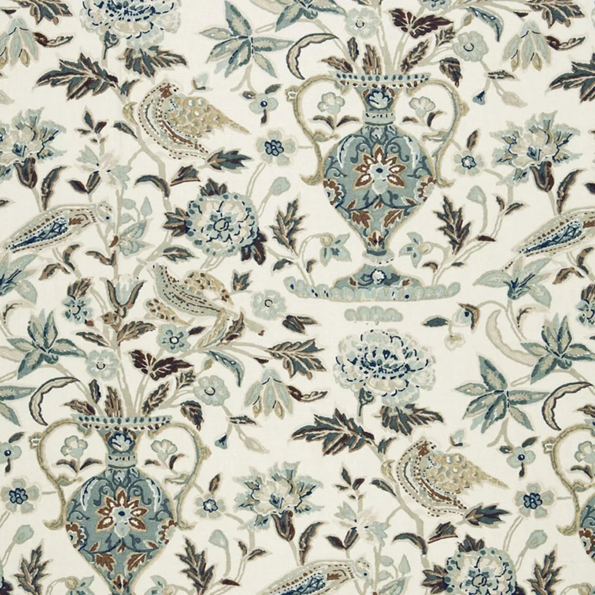 Schumacher 174551 Camberwell Vase Print Mineral fabric swatch