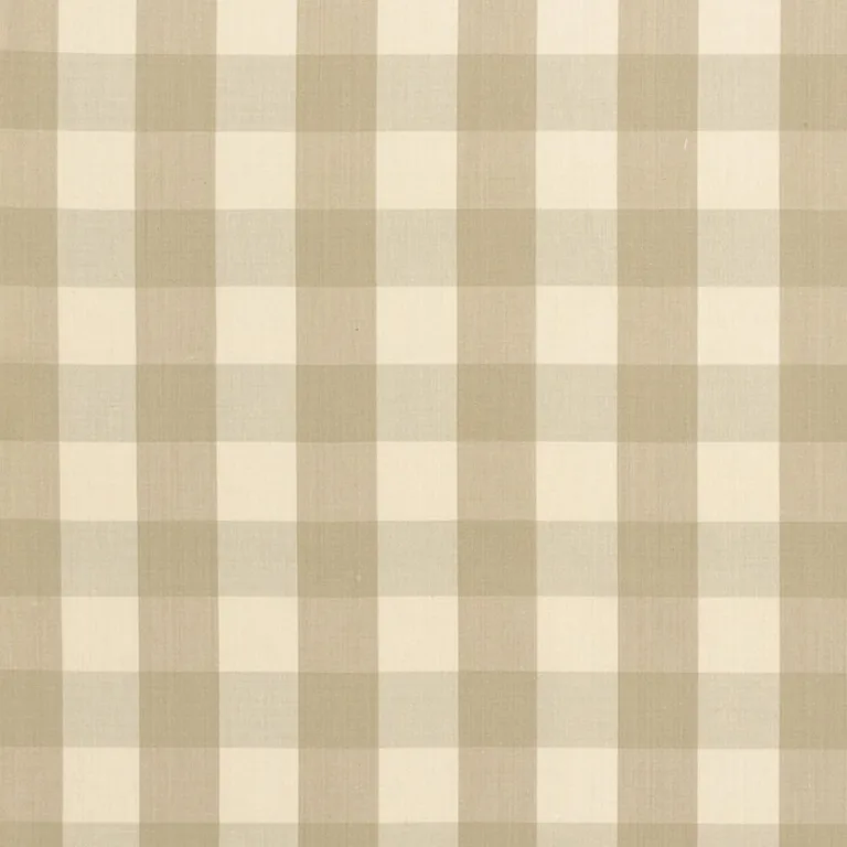 Schumacher 63031 Camden Cotton Check Beige fabric swatch