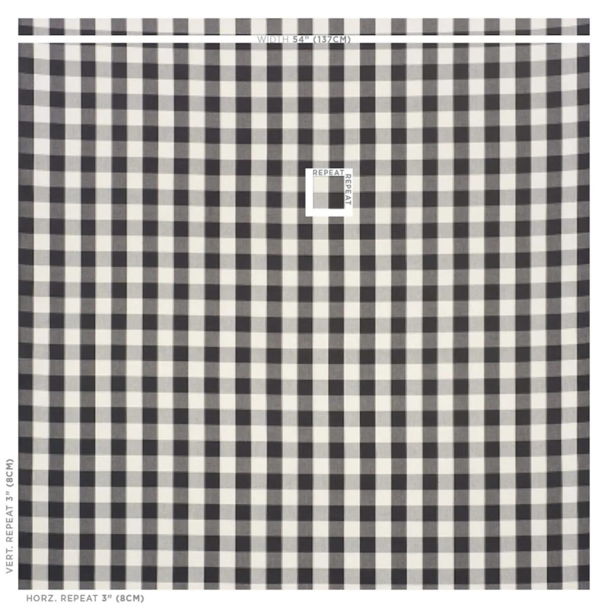 Schumacher 63044 Camden Cotton Check Black fabric swatch