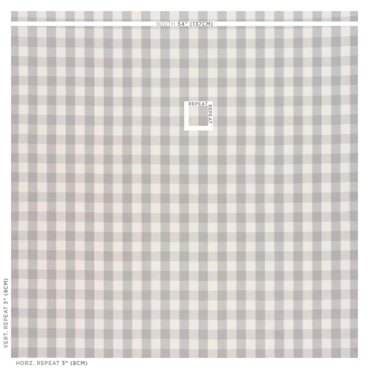 Schumacher 63047 Camden Cotton Check Grey fabric swatch