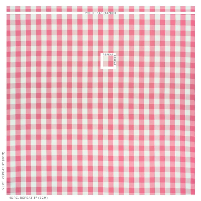 Schumacher 77321 Camden Cotton Check Magenta fabric swatch