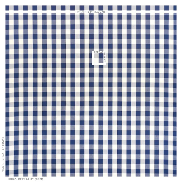 Schumacher 63043 Camden Cotton Check Navy fabric swatch