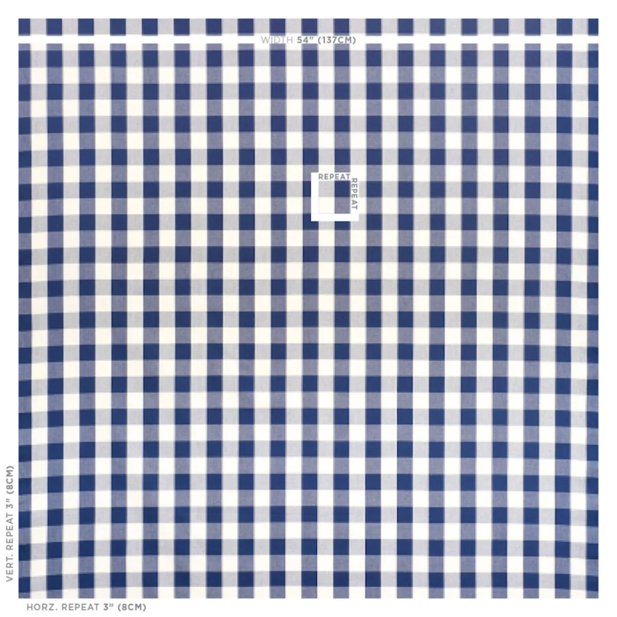 Schumacher 63043 Camden Cotton Check Navy fabric swatch
