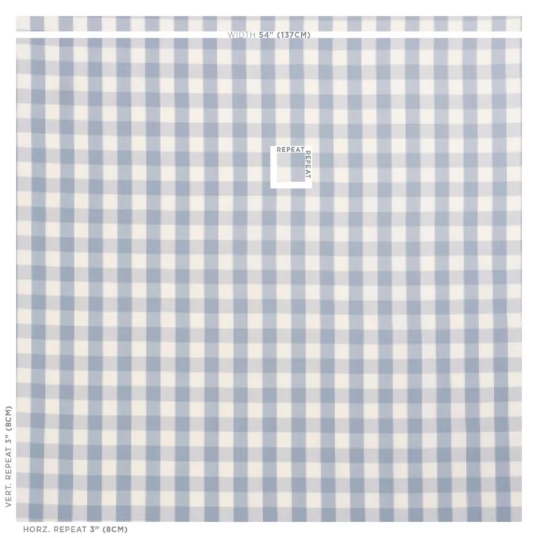 Schumacher 63048 Camden Cotton Check Sky fabric swatch
