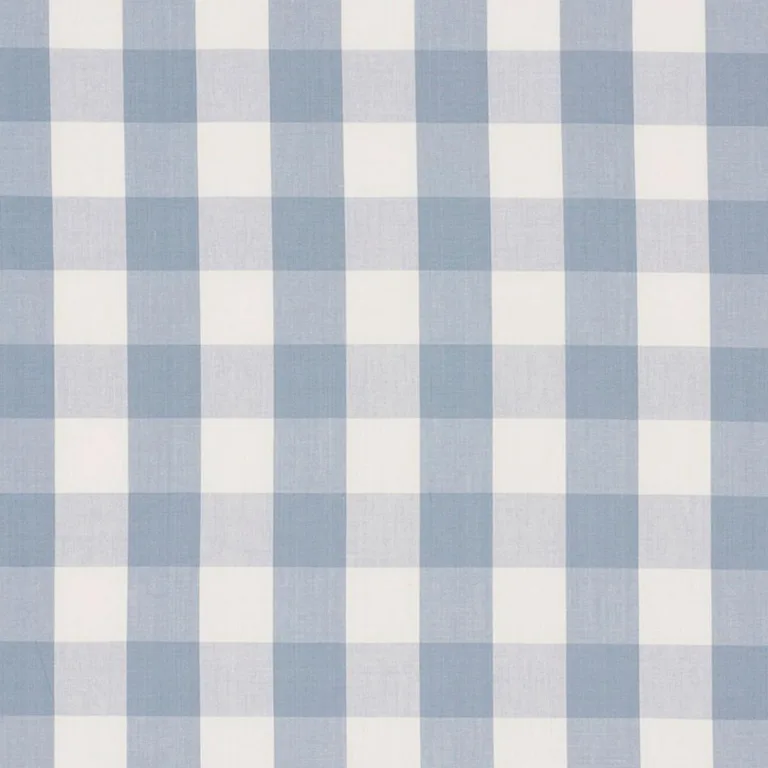 Schumacher 63048 Camden Cotton Check Sky fabric swatch