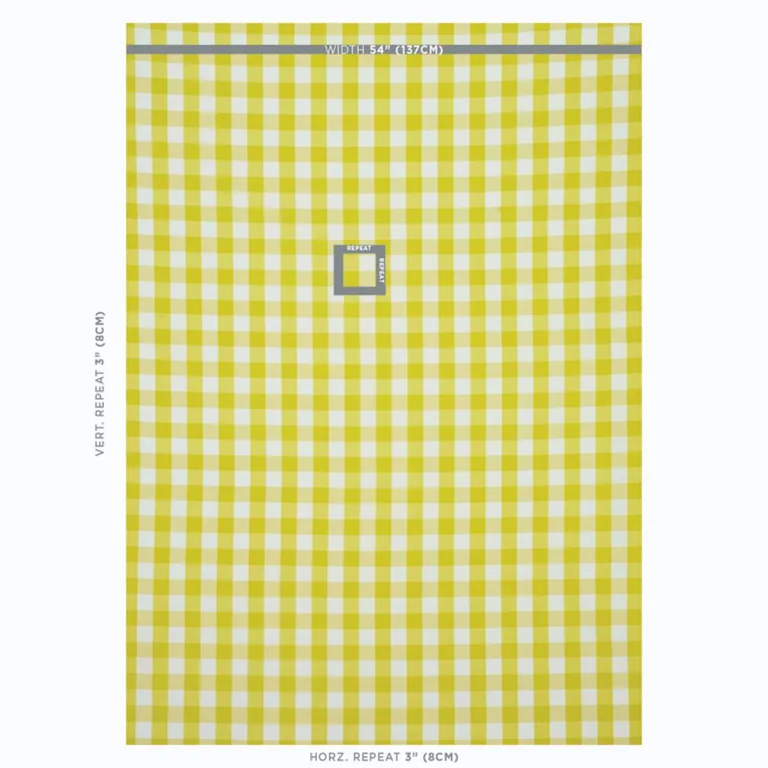 Schumacher 77320 Camden Cotton Check Yellow fabric swatch