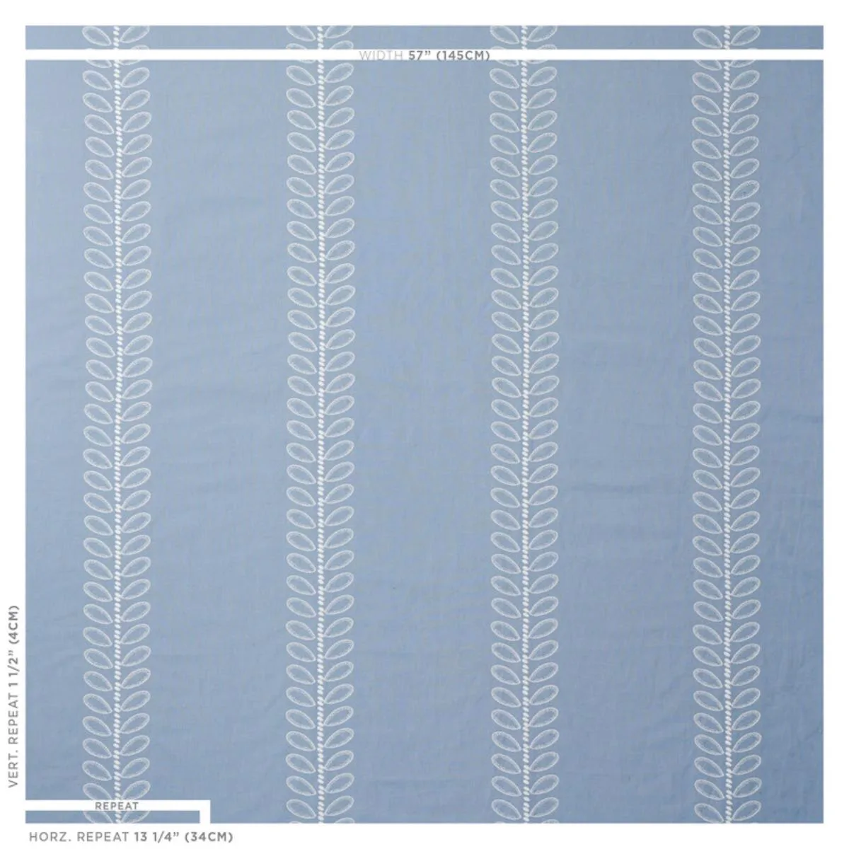 Schumacher 78742 Camile Embroidery Sky fabric swatch