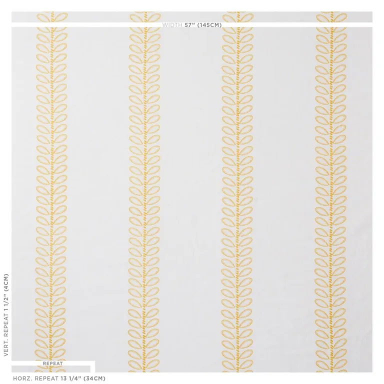 Schumacher 78740 Camile Embroidery Yellow fabric swatch