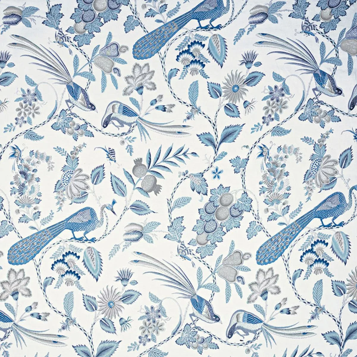 Schumacher 175952 Campagne Bleu & Gris fabric swatch