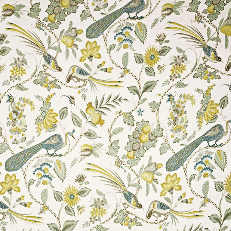 Schumacher 175951 Campagne Cadet & Citron fabric swatch