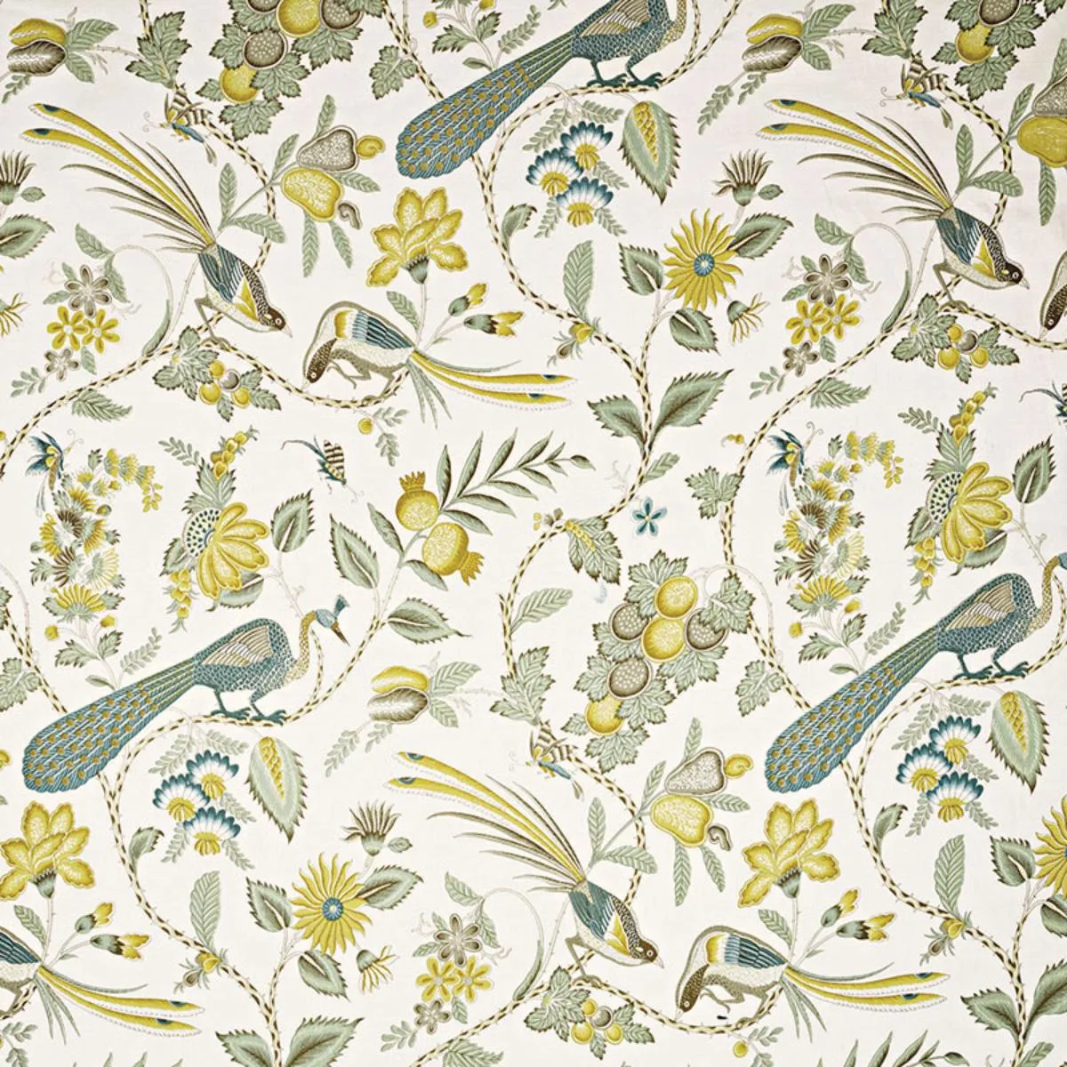 Schumacher 175951 Campagne Cadet & Citron fabric swatch