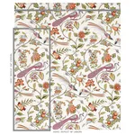 Schumacher 175953 Campagne Persimmon & Pink fabric swatch
