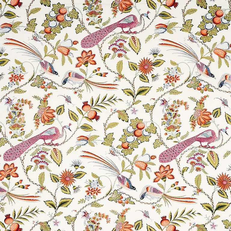 Schumacher 175953 Campagne Persimmon & Pink fabric swatch
