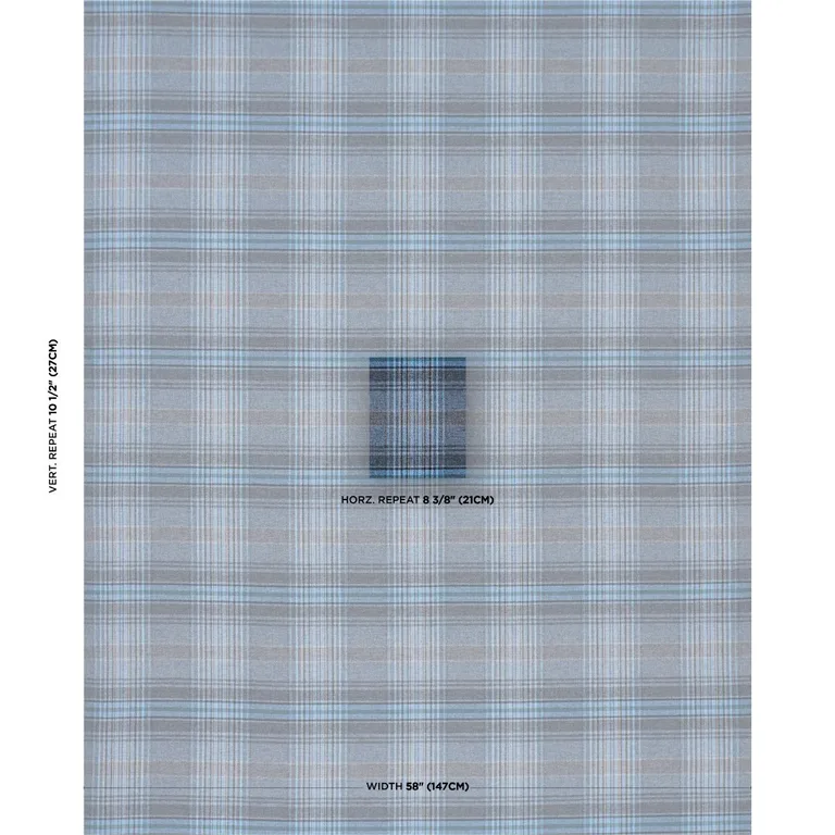 Schumacher 86582 Campbell Plaid Indigo fabric swatch
