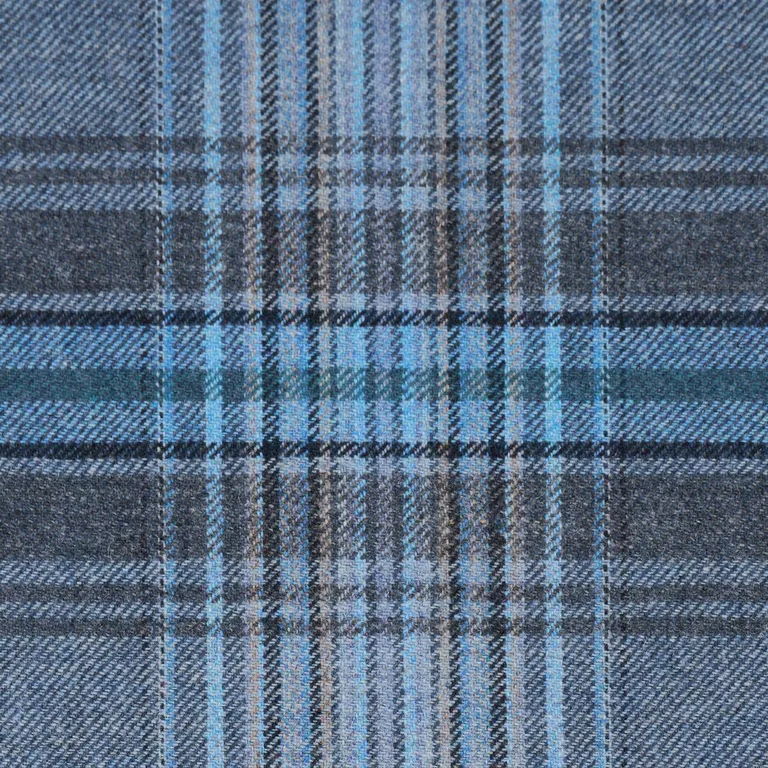 Schumacher 86582 Campbell Plaid Indigo fabric swatch