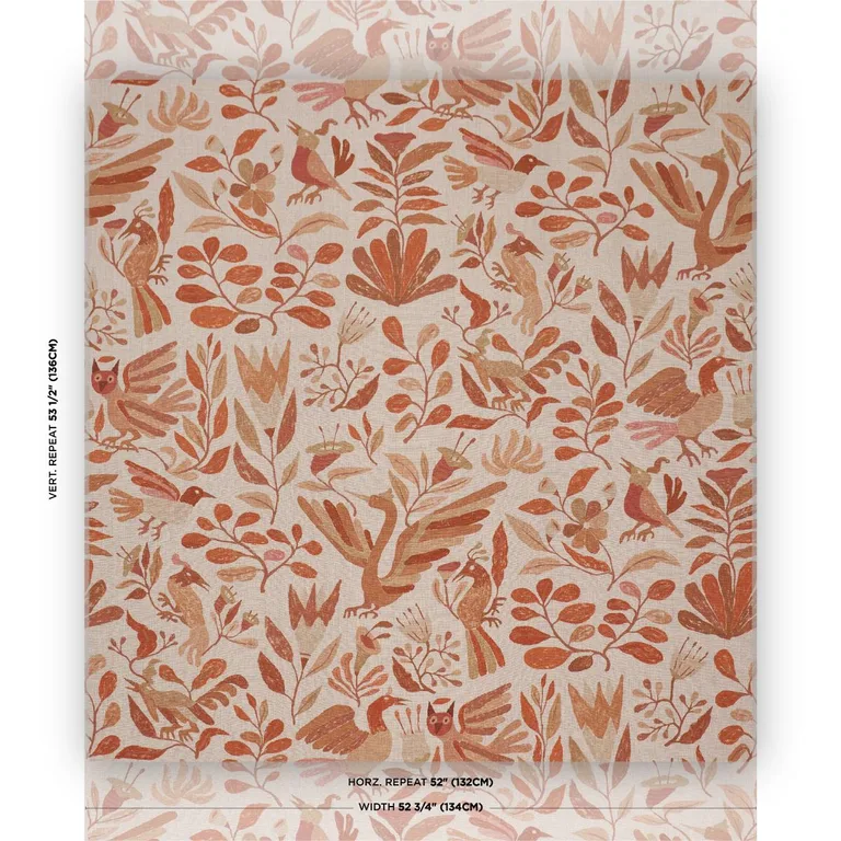Schumacher 180852 Canopy Terracotta fabric swatch