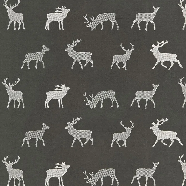 Schumacher 67160 Caribou Embroidery Charcoal fabric swatch
