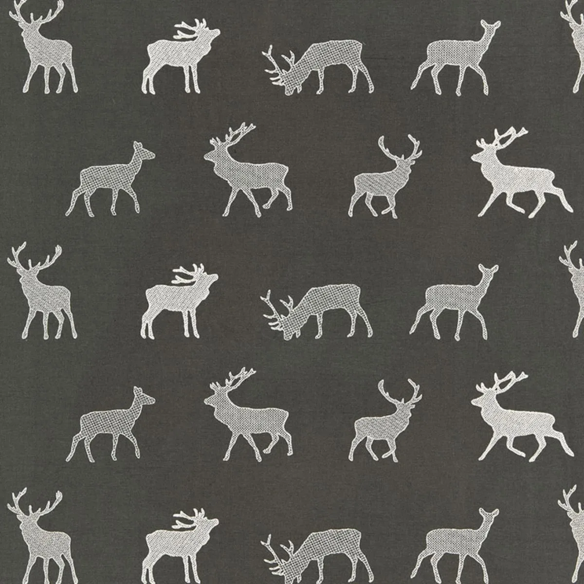 Schumacher 67160 Caribou Embroidery Charcoal fabric swatch