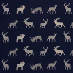 Schumacher 67162 Caribou Embroidery Navy fabric swatch