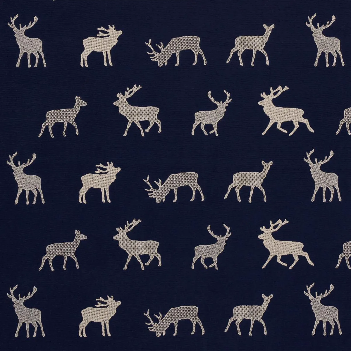Schumacher 67162 Caribou Embroidery Navy fabric swatch