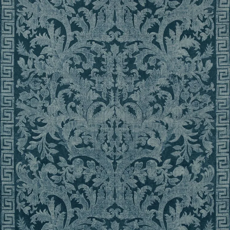Schumacher 175111 Carlotta Velvet Damask Indigo fabric swatch