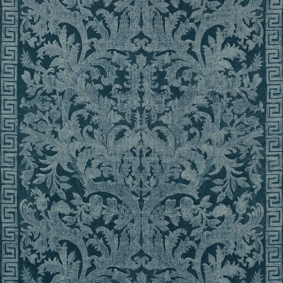 Schumacher 175111 Carlotta Velvet Damask Indigo fabric swatch