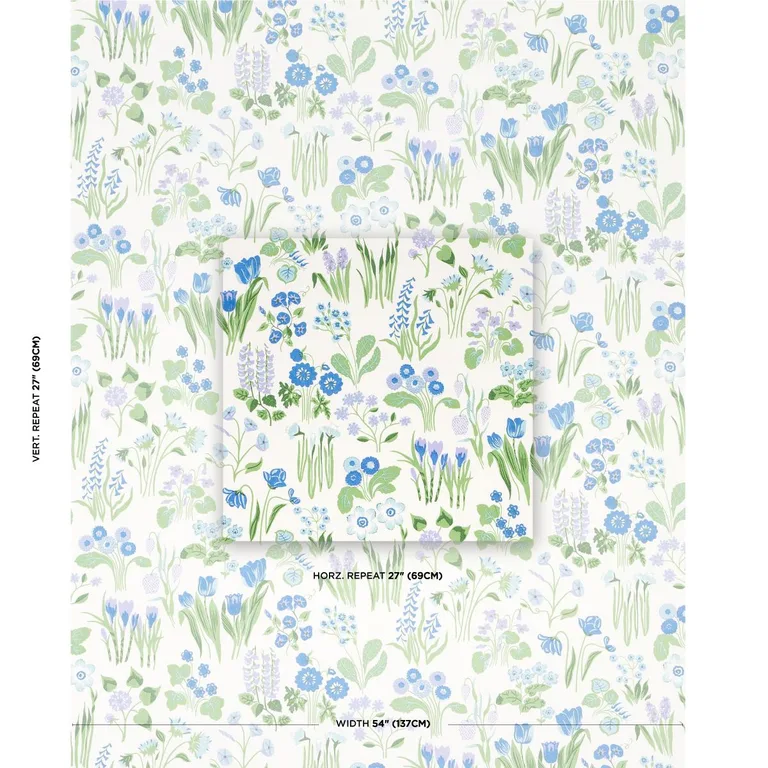 Schumacher 179082 Carly Blue Bell fabric swatch