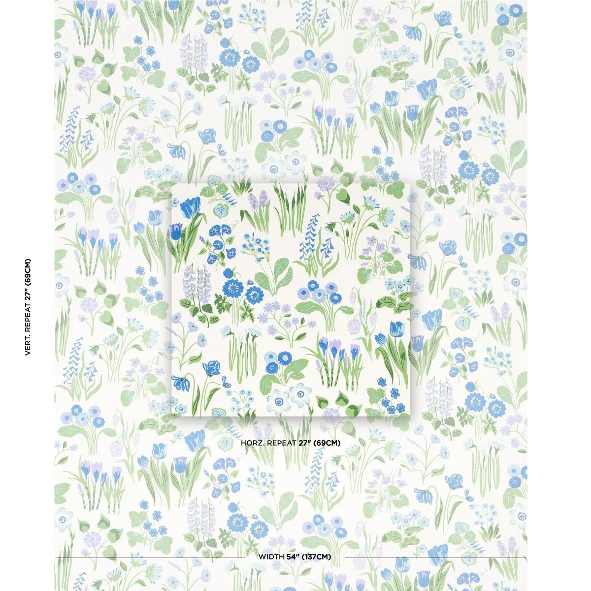 Schumacher 179082 Carly Blue Bell fabric swatch