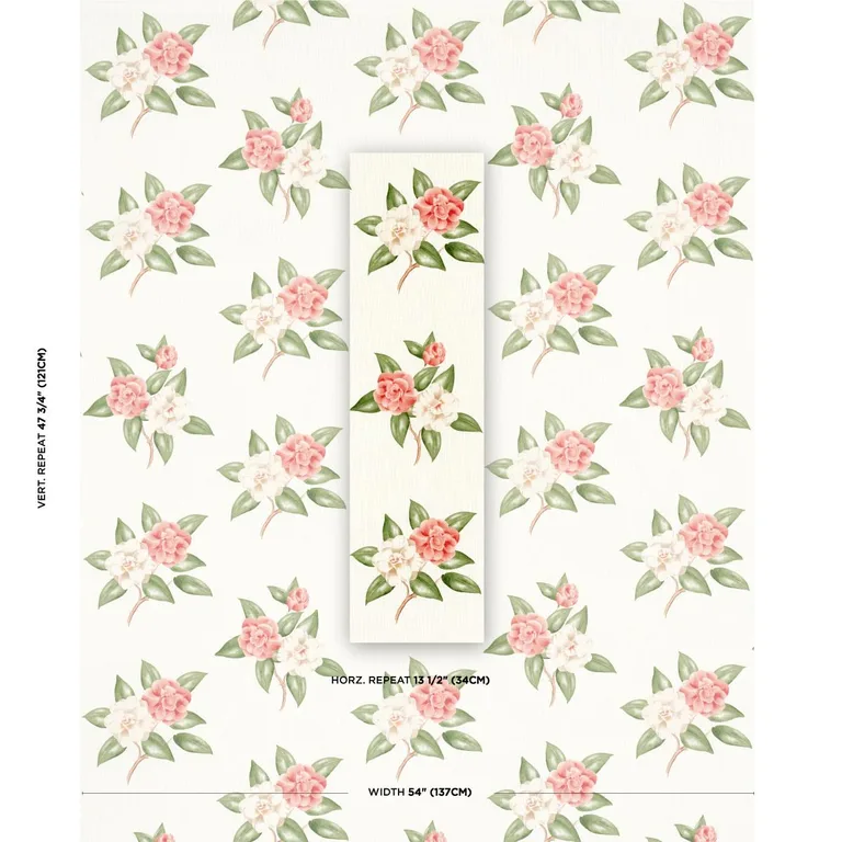 Schumacher 180911 Casablanca Floral Indoor/Outdoor Coral fabric swatch
