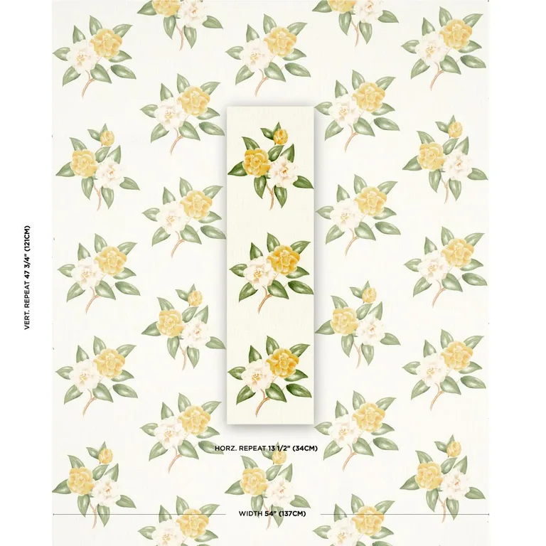 Schumacher 180912 Casablanca Floral Indoor/Outdoor Pale Yellow fabric swatch