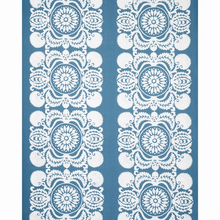 Schumacher 70262 Castanet Embroidery Chambray fabric swatch