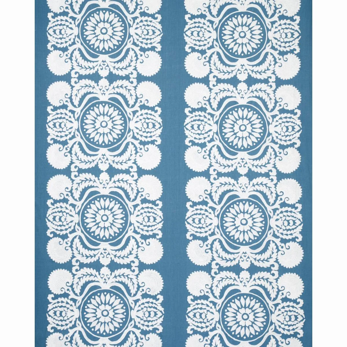 Schumacher 70262 Castanet Embroidery Chambray fabric swatch